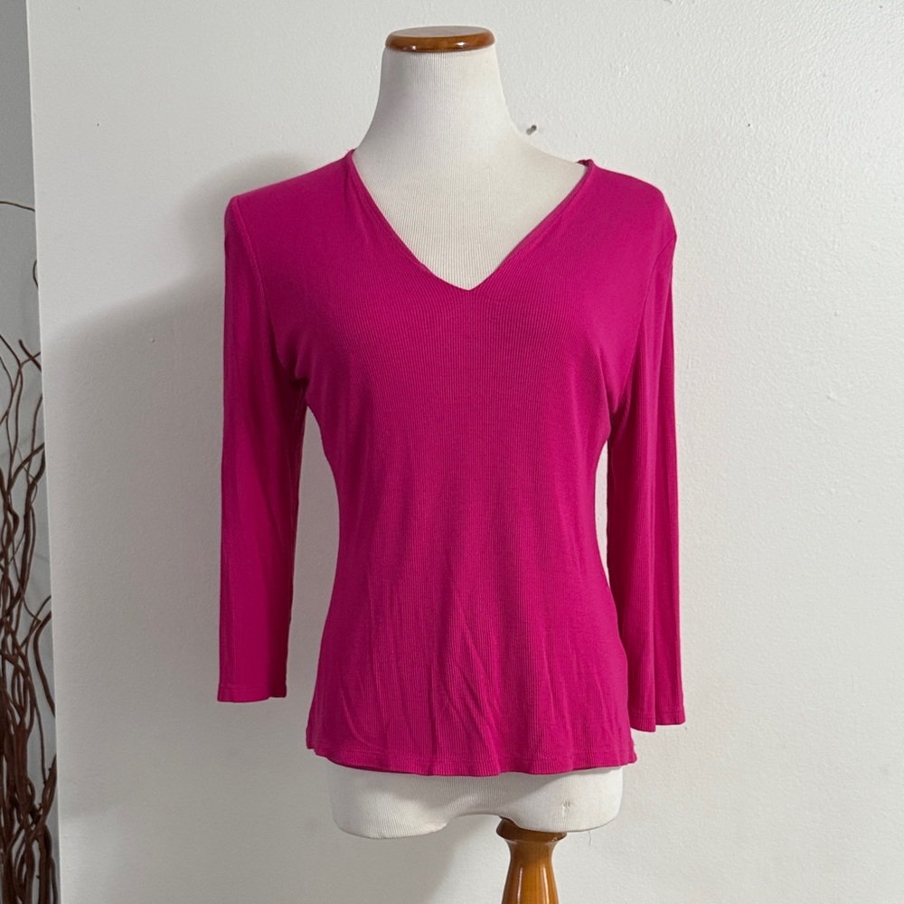 INC International Concepts Fuchsia V-Neck Blouse